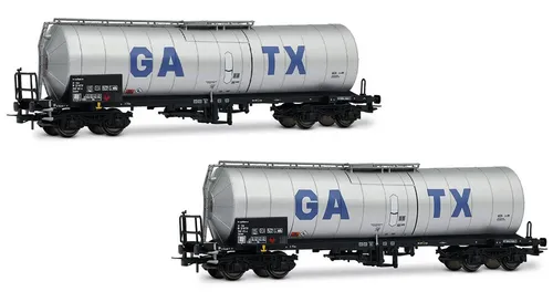 Rivarossi HR6667 2er Set isolierte Kesselwagen GATX - Güterwagen im Maßstab 1:87, ideal für Modellbahn-Fans, detailgetreue Ausführung in Silber und perfekte Ergänzung für Epoche VI.