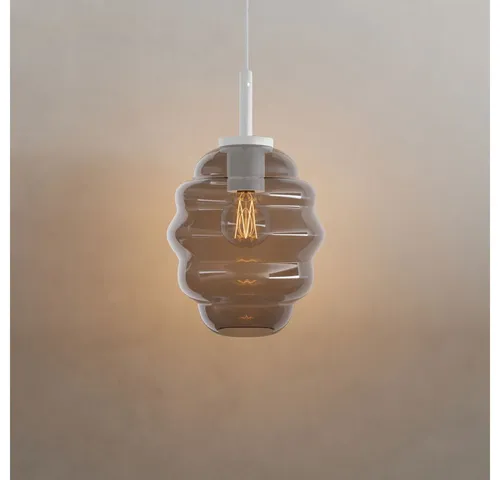 s.luce Hängeleuchte Echos, Anthrazit, Oval, 18 cm - Moderne Pendelleuchte aus mundgeblasenem Glas mit einzigartigem Design. Flexibel einsetzbar durch kürzbares Textilkabel – ideal für individuelle Lichtgestaltungen in jedem Raum.