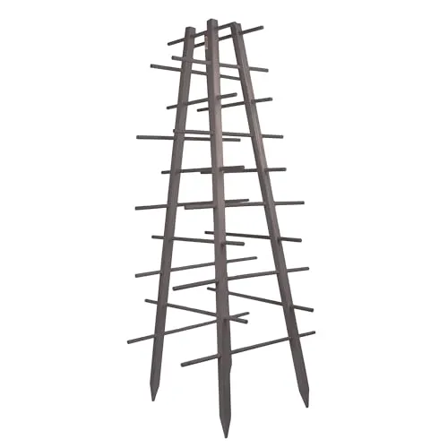 UNUS Rankturm Pyramide aus Holz, 143,5 cm hoch, grau - Wetterfestes Rankgitter für Kletterpflanzen, umweltfreundlich und einfach montierbar – ideal für Garten und Gewächshaus!