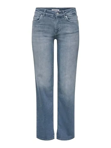 ONLY Female Straight-Fit Jeans ONLBLUSH - Damen-Jeanshosen, gerade geschnitten mit mittlerer Taille für optimalen Tragekomfort und moderne Passform.