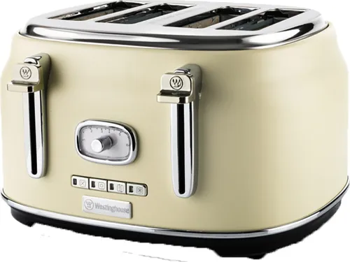 Westinghouse Retro Toaster 4 Scheiben - Toaster mit Retro-Design und abnehmbarem Brötchenaufsatz. Ideal für 2 oder 4 Scheiben, mit 6 Bräunungsstufen und einfacher Reinigung dank ausziehbarer Krümelschale.