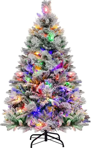 COSTWAY Künstlicher Weihnachtsbaum mit Beleuchtung, 136 cm - Künstliche Weihnachtsbäume mit 160 energieeffizienten LED-Lichtern, 8 dynamischen Modi und 472 lebensechten Zweigspitzen für eine festliche Atmosphäre in Ihrem Zuhause oder Büro.