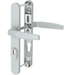 MS Beschläge Silberne Schmalrahmengarnitur 72mm PZ Kernziehschutz Drücker/Drücker 55-70mm