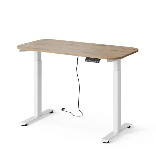 Vicco höhenverstellbarer elektrischer Schreibtisch Elevate, Weiß/Artisan, 120 x 60 cm - Flexibler Steh-Sitz-Schreibtisch mit 2 Motoren für eine mühelose Höhenverstellung. Fördern Sie Ihre Produktivität und arbeiten Sie ergonomisch mit USB-Anschlüssen. Robuste Materialien und praktische Memory-Funktion sorgen für Komfort.
