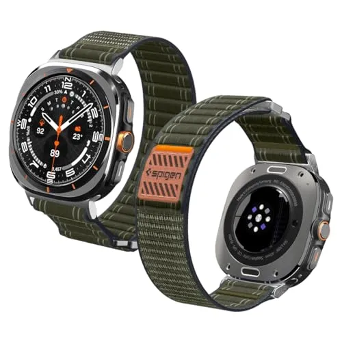 Spigen Basis-Stoffarmband mit Klettverschluss Entwickelt für Samsung Galaxy Watch Ultra 47mm (2025/2024) Leichtes Stoffband - Grün