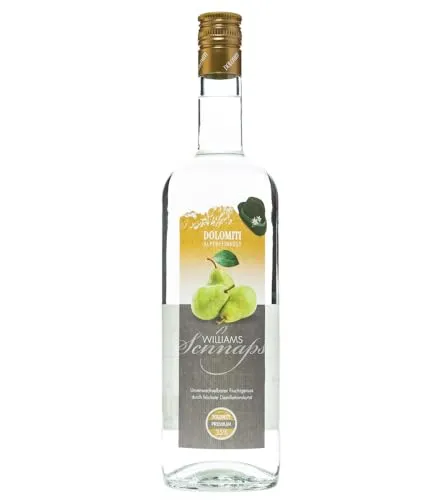 DOLOMITI Williams Schnaps 35% vol. | Williamsbirnen Schnaps | milder Schnaps aus Williams-Christ-Birnen | 1 x 1 Liter