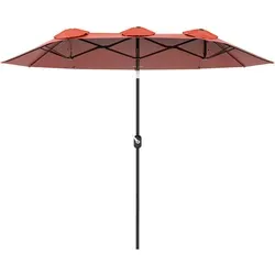 Outsunny Doppelschirm 295 x 152 cm mit Handkurbel und Neigefunktion - Großer Doppelsonnenschirm für Terrasse und Pool, sorgt für angenehmen Schatten und ist mit einer Handkurbel einfach zu bedienen. Neigbar um 45 Grad für optimalen Schutz vor der Sonne.