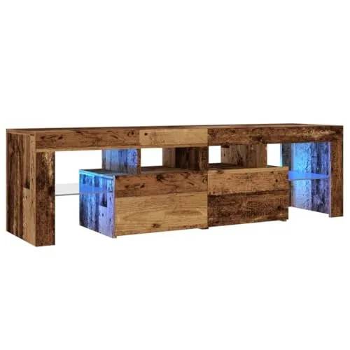 vidaXL TV-Schrank mit LED Altholz-Optik - TV-Halterungen und Möbel, stilvolles Design mit integrierter LED-Beleuchtung für eine gemütliche Atmosphäre im Wohnzimmer.