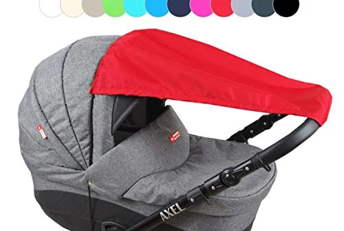 BABYLUX Sonnenschutz UV Rollo Schütz SONNENSEGEL Sonnendach für Kinderwagen Buggy (Rot)