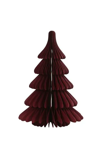 finehomegarden Dekofigur Weihnachtsschmuck Tanne Papier bordeaux H30cm + H40cm Aufsteller (1 St), Weihnachten faltbarer Tannenbaum 2Größen wählbar