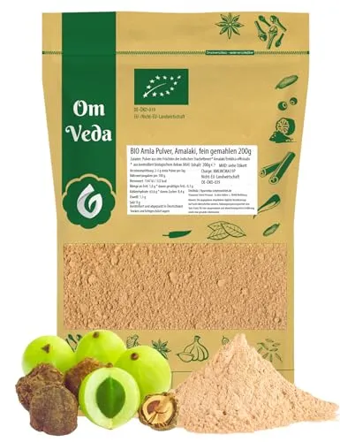 Amla Pulver BIO 200g | Indische Stachelbeere für gesunde Ernährung - Aromapulver aus kontrolliert biologischem Anbau, vielseitig einsetzbar für Smoothies, Joghurts und mehr. Genieße die Vorteile der Amla Beere in Bio-Qualität!