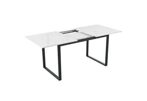 HAUSS SPOLE Esstisch 140/180x80x75cm Teleskoptisch, Beine aus Metall, MDF Tischplatte,Weiß, 1-St