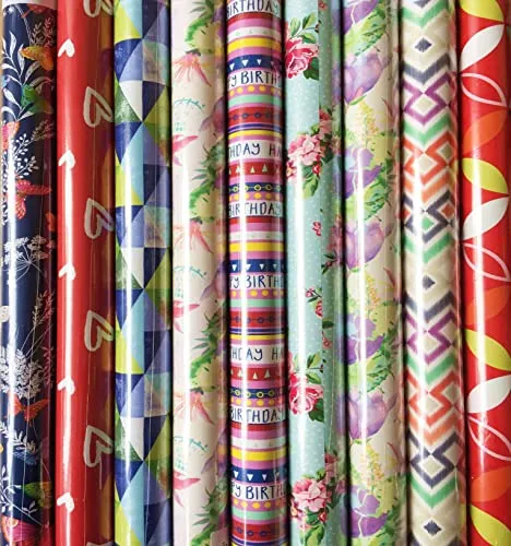 Rollen Geschenkpapier Rolle 200 x 70 cm Ganzjahr Geburtstags Mix Stück Papier 10