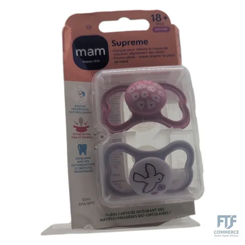 MAM Supreme Silikon Schnuller im 2er-Set, Schnullerset mit Schnullerbox, reduzie