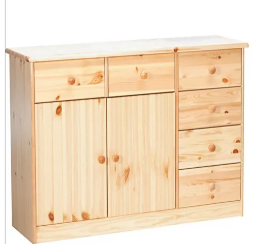 ERST-HOLZ Kommode Kiefer Natur 6 Schubladen - Hochwertige Kommode aus massivem Kiefernholz, ideal für Wohnzimmer oder Kinderzimmer. Mit 6 Schubladen und 2 Türen bietet sie viel Stauraum und Stabilität.