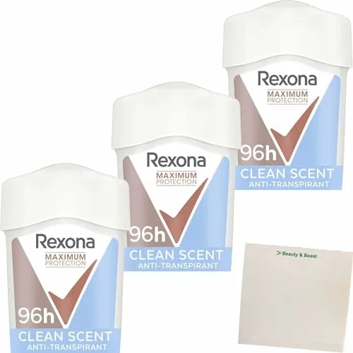 usy Bundle für Rexona Women Deostick Maximum Protection Clean Scent gegen Achselnässe 3er Pack (3x45ml Packung) + usy Block