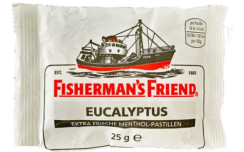 Fishermans-Friend Kräuterbonbons Eucalyptus, 24 Beutel - Süßes & Knabbereien - Erfrischende Menthol-Pastillen mit Eucalyptusgeschmack in praktischer Großpackung. Ideal für die schnelle Erfrischung unterwegs, vegan und kräftig im Geschmack.