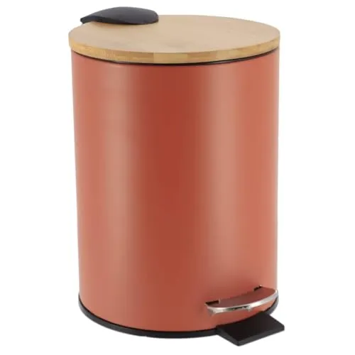 Tendance - Mülleimer aus Metall mit fallbremse 2,5l - Terracotta Bambus