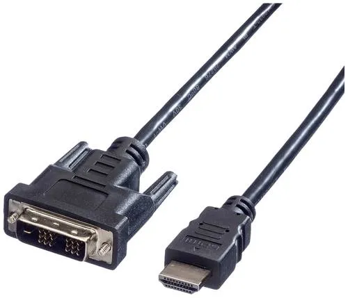 Value DVI / HDMI Anschlusskabel DVI-D 18+1pol. Stecker, HDMI-A Stecker 5.00m Schwarz 11.99.5552 Geschirmt, beidseitig