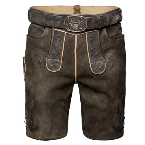 Spieth & Wensky Trachtenlederhose Diablo Herren - Trachtenhose aus weichem Ziegenleder mit detailreichen Stickereien, ideal für das Oktoberfest, und anpassbarem Zwickel für perfekten Sitz.