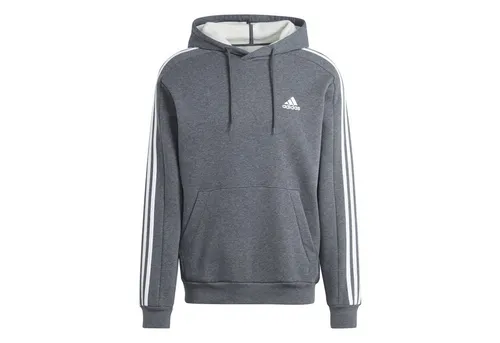 adidas Herren Essentials Fleece 3-Stripes Hoodie, Dark Grey Heather, S - Bequemer Hoodie für Herren mit regulärer Passform, aus 78 % Baumwolle und 22 % recyceltem Polyester. Ideal für sportliche Aktivitäten oder entspannte Tage.