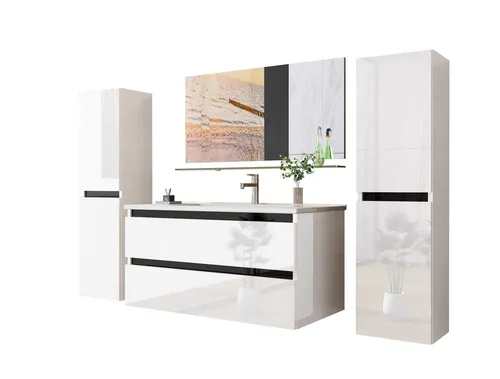 Homeline Badmöbel-Set 90 cm Hochglanz Weiß