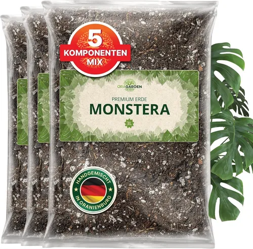 OraGarden Spezialerde für Monstera - Blumenerde speziell für Monstera-Pflanzen, schützt vor Über- und Unterwässerung und sorgt für optimalen Wasser- und Luftaustausch.