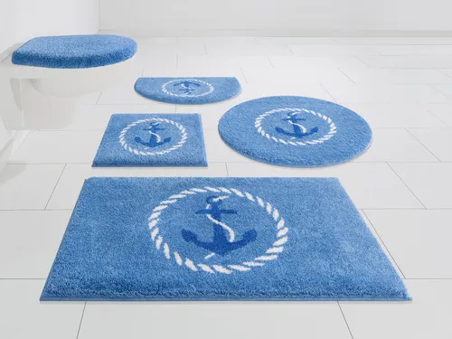 Grund Badematte Port Louis – Rutschhemmend und Pflegeleicht in blau von Grund