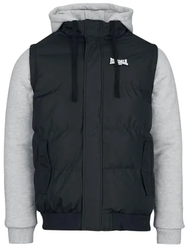 Lonsdale London Dowpot Männer Collegejacke schwarz/grau meliert L - Funktionsjacken, lässige Collegejacke mit normalem Schnitt aus langlebigen Materialien, ideal für Streetwear und Casual Looks.