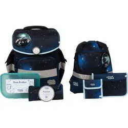 SCHOOL-MOOD Ranzen Set 7teilig Timeless Air+ MORITZ WELTALL dunkelblau - Schulranzen Set mit Schulranzen, Mäppchen, Sportbeutel und mehr – ideal für einen optimalen Schulstart. Reflektierende Elemente sorgen für Sicherheit im Straßenverkehr.
