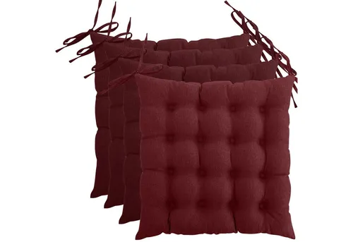wometo Stuhlkissen Prime 40x40 - 4er Set, OEKO-TEX® - Gemütliches 4er Set Stuhlkissen (40x40 cm) mit Bändern für sicheren Halt, ideal für drinnen und draußen. Verbessern Sie Ihren Sitzkomfort und verschönern Sie Ihre Möbel im Handumdrehen!