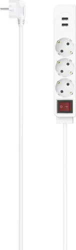 Steckdosenleiste, 3-fach, USB-A 17W, Schalter, 1,4 m, Weiß (00223181)