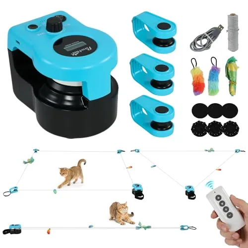 PawHut Interaktives Katzenspielzeug - Automatisches Katzenlaufband mit Fernbedienung - Halten Sie Ihre Wohnungskatze aktiv und glücklich! Dieses interaktive Spielzeug fördert Bewegung mit anpassbaren Strecken und einstellbaren Geschwindigkeiten. Perfekt für abwechslungsreiche Spielsitzungen und stundenlangen Spaß!