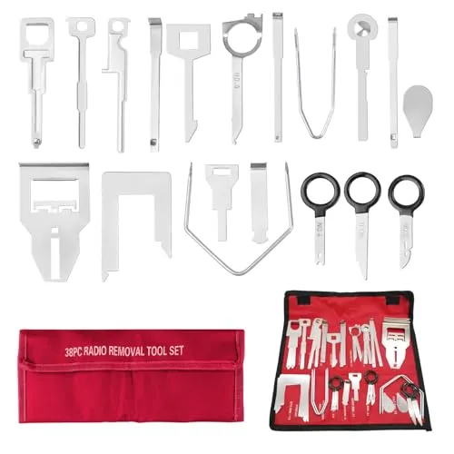 Stück Demontage Radiobügel Kfz Werkzeug,Radio ausbau Werkzeug Set,Radio Navi Radio Ausbau Werkzeug,Geeignet für den EIN- und Ausbau von Car-Audio, Navigationssystemen usw. 38