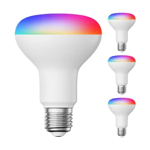 ledscom.de 4 Stück E27 LED RGB Leuchtmittel, R80, warmweiß