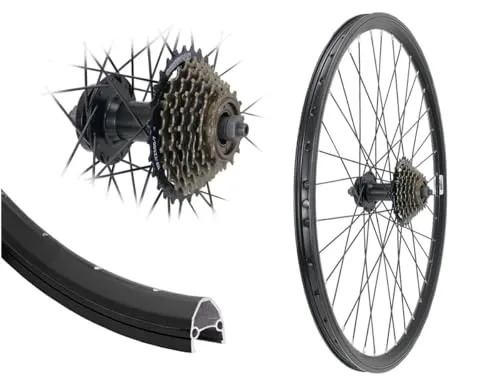 AGGRO-X 26 Zoll Alu Hinterrad mit 21 Gängen - Laufrad mit 6-Loch Hohlkammerfelge, ideal für Mountainbikes, bietet hohe Stabilität und Leistung auf jedem Terrain.