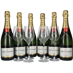 Moët & Chandon Champagne IMPÉRIAL Brut 12,5% Vol. 6x0,75l in Geschenkbox mit 6 Gläsern