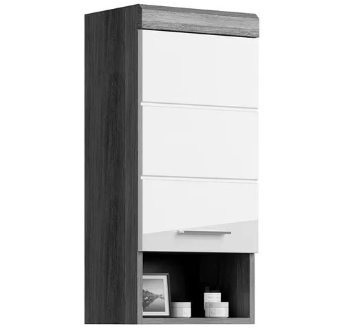 Lomadox Hängeschrank SIROCO-158 in Rauchsilber mit weiß Hochglanz, 37cm breit