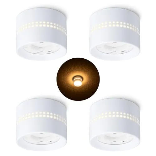 SSC-LUXon ALAPI Deckenspot weiß rund - 4er Set mit GX53 Leuchtmittel - Deckenspots für indirekte Beleuchtung, modernes flaches Design und vielseitig einsetzbar in Wohnräumen, Flur oder Home Office.