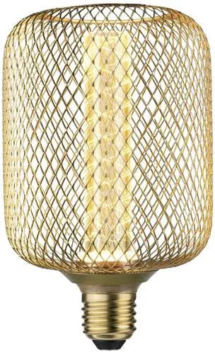 Paulmann 29085 LED E27 Zylinder Spiral 4.2W Gold - Energiesparlampe mit dekorativem Metallkorb und goldenem Licht, ideal für stilvolle Pendel- oder Tischleuchten. Effiziente LED-Technik sorgt für gemütliche Akzentbeleuchtung.