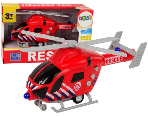 LEAN TOYS Spielzeug-Flugzeug Feuerrettungshubschrauber rote Tonlichter Propeller