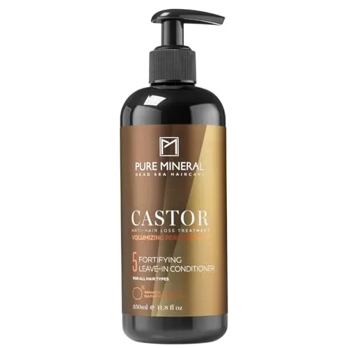 Pure Mineral - Spülungsfreier Conditioner mit Rizinusöl - Stärkt und hydratisiert - Für brüchiges Haar - Omega-9 - Ohne Sulfate, Parabene, Petrolate - 350ml