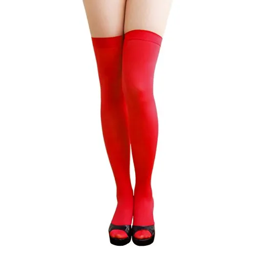 Oblique Unique® Halterlose Overknees Strumpfhose in Rot