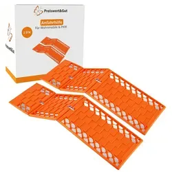 Sandbleche 2er Set 3 Tonnen Anfahrhilfe 60 cm faltbar 30 cm Offroad Sandboards für Wohnmobil PKW Schnee Sand Matsch in Orange Traktionshilfe robust strapazierfähig 17,5 cm breit Preiswert Gut