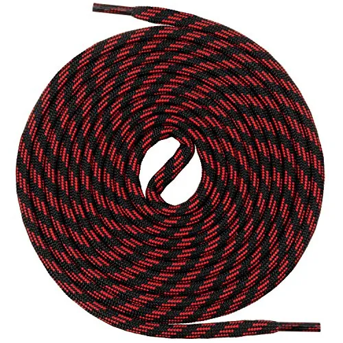 Mount Swiss runde Schnürsenkel für Wanderschuhe, Trekkingschuhe und Arbeitsschuhe - extra reißfest - ø 5 mm Farbe Schwarz-Rot-m3- Länge 160cm