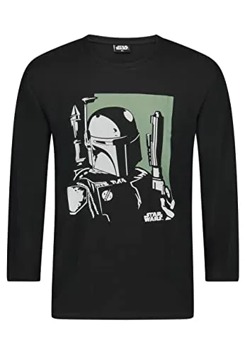 Star Wars Boba Fett Herren Langarm-Shirt Erwachsene Longsleeve Schwarz (as3, Alpha, l, Regular, Regular)