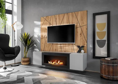 ASM-Moebel Wohnwand XARI II PGAS-K mit Bio-Ethanol Kamin von ASM Möbel