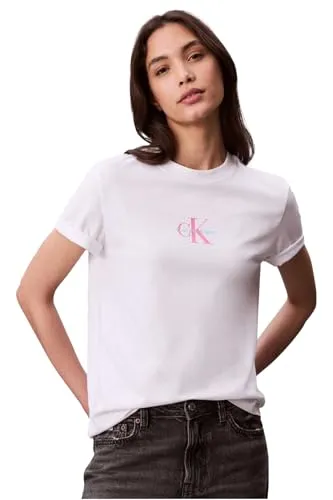 Calvin Klein Jeans SS 20s CLASSIC LOGO TEE - Damen T-Shirt mit Rundhalsausschnitt, weichem Single Jersey für hohen Tragekomfort und ideal zum Kombinieren.