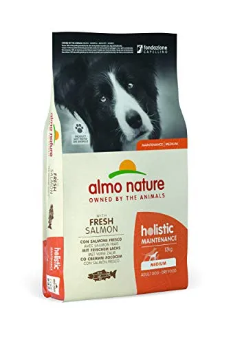 Almo Nature Holistic Hundefutter, Erwachsener Hund (Medium) mit frischem Lachs, 12 kg