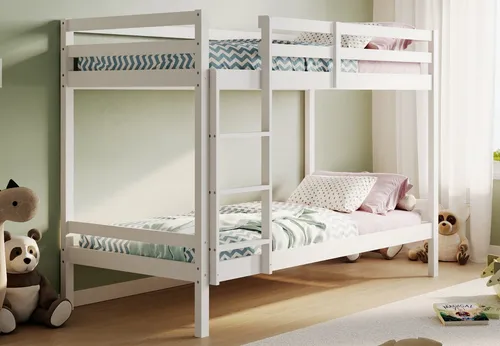 Hochbett 90x200 aus Holz | EN 747-zertifiziertes Kinderbett - Betten: Platzsparendes Hochbett aus robustem Massivholz, EN 747-zertifiziert für maximale Sicherheit. Ideal für Kinder von 4 bis 18 Jahren - perfektes Raumwunder für Schlaf, Spiel und Lernen.